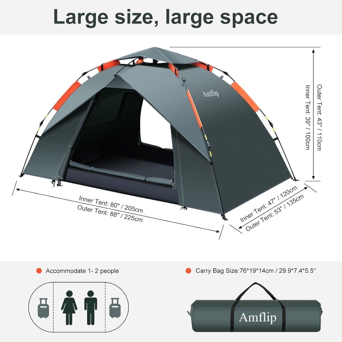1 Man Automatic Pop Up Camping Tent 4 Season Waterproof Dome - Kwikley
