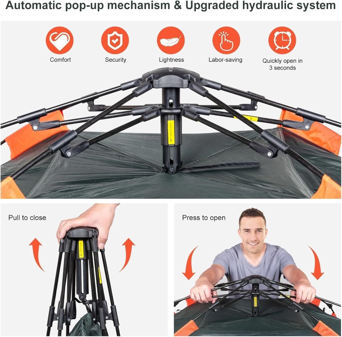 1 Man Automatic Pop Up Camping Tent 4 Season Waterproof Dome - Kwikley