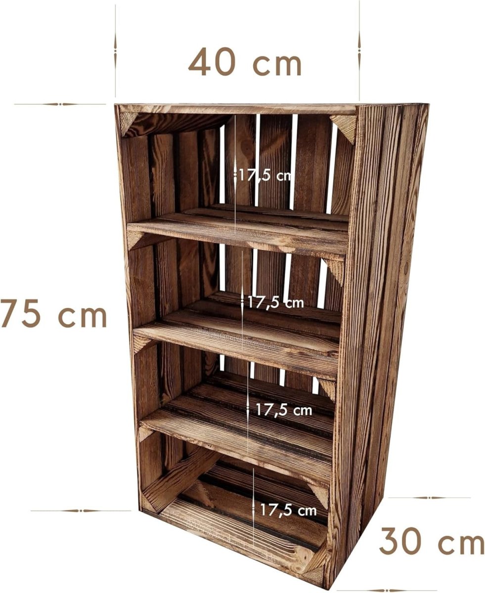 1 x Painted Wooden Crate with 3 - Tier Shelf 40x30x75cm Modern - Kwikley
