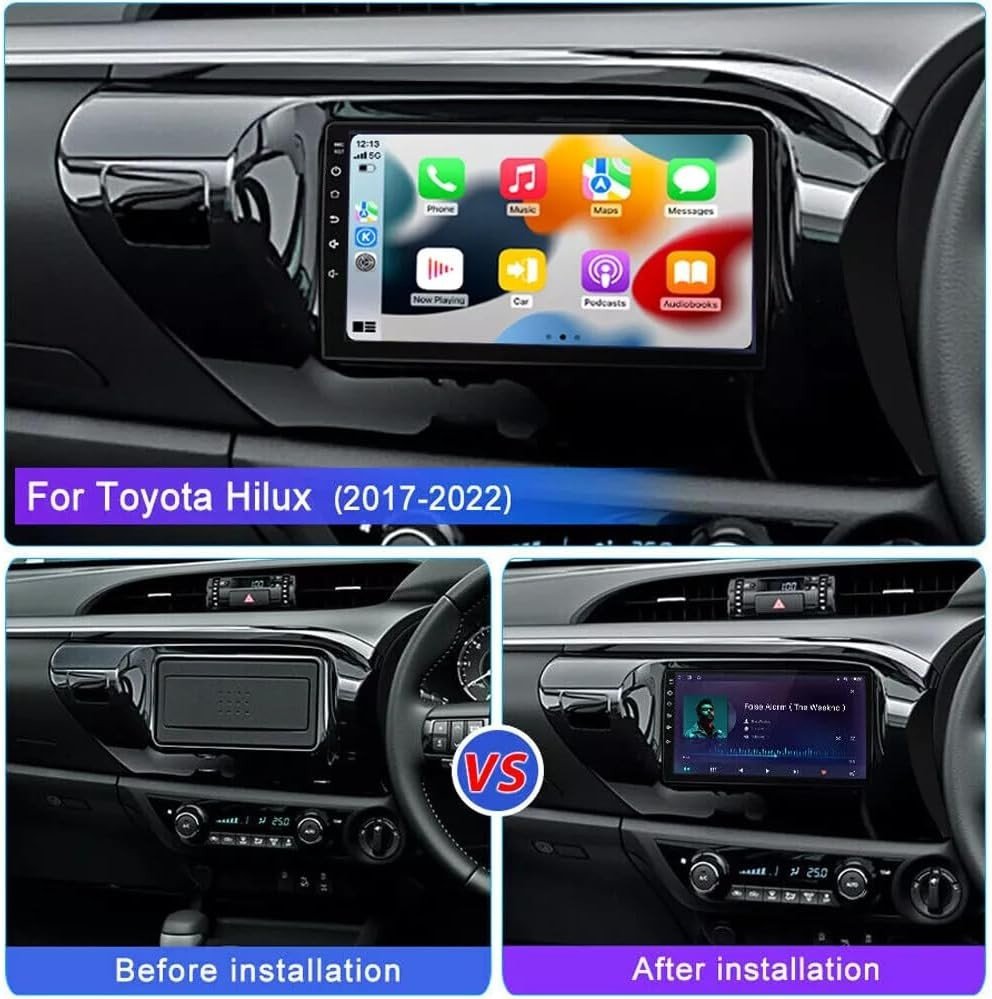 10" Android 14 Car Stereo CarPlay Hilux 2015 - 2023 GPS 2+64GB - Kwikley