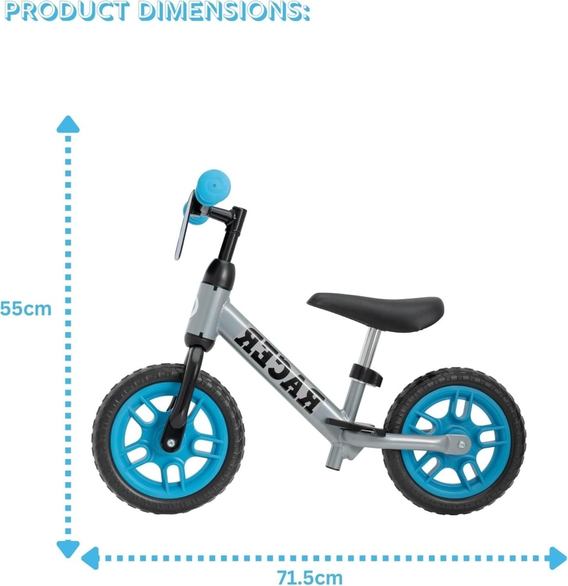 10" Kids Balance Bike Adjustable Seat Toddler Training Bicycle Blue - Kwikley