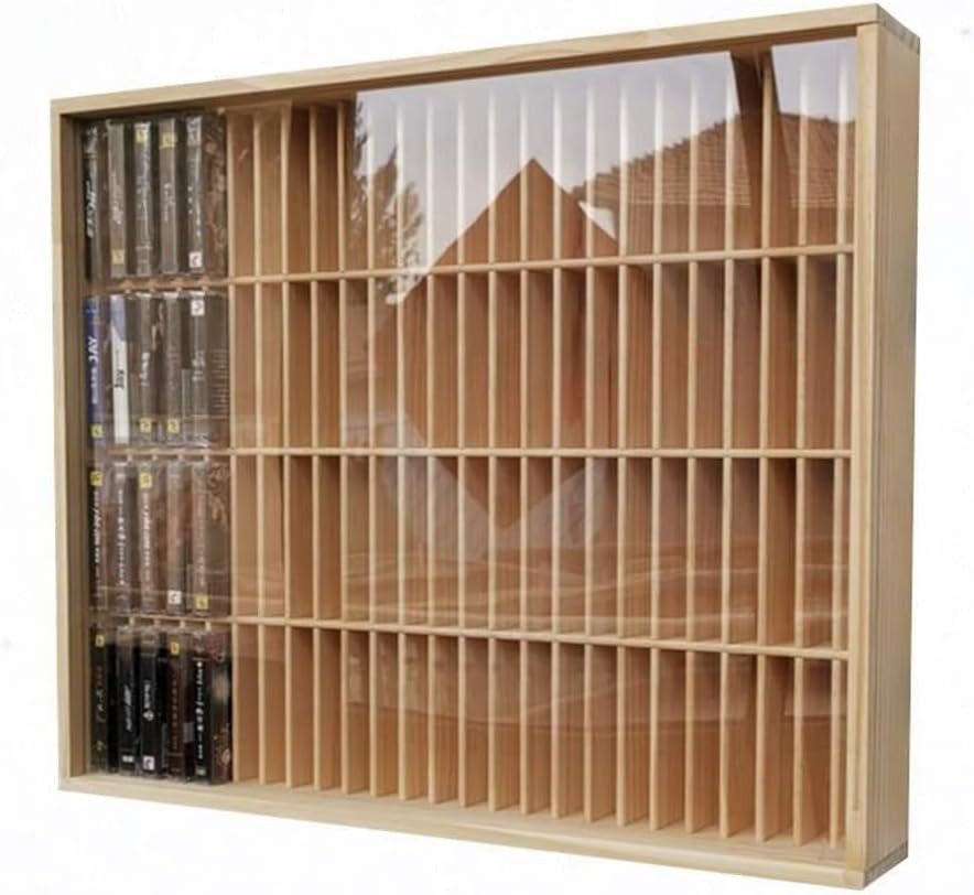 100 Slot CD Cassette Tape Storage Rack Wall Mount Display Cabinet Door - Kwikley