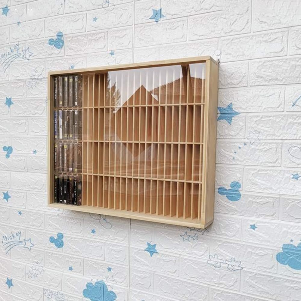 100 Slot CD Cassette Tape Storage Rack Wall Mount Display Cabinet Door - Kwikley