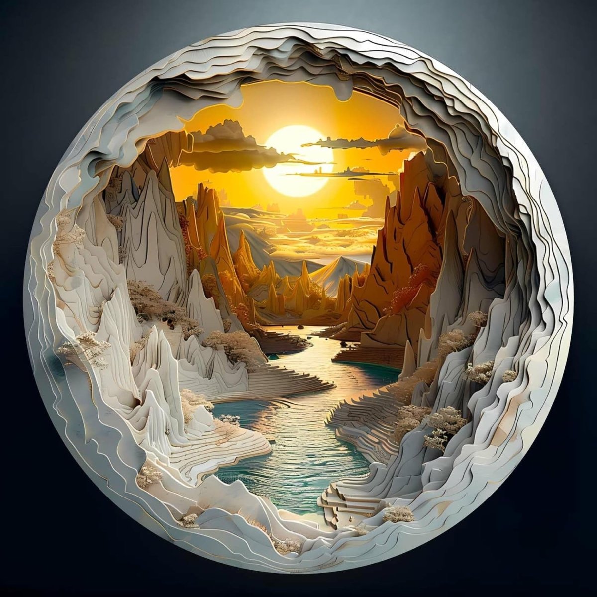 1000 Piece Round Jigsaw Puzzle Adults Cave Canyon Nature Wall Art Gift - Kwikley
