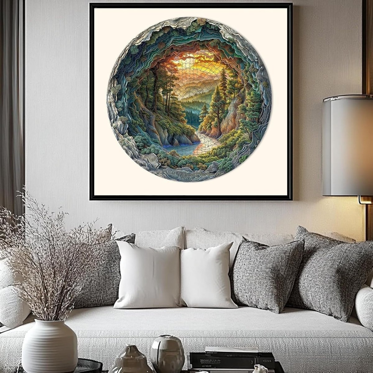1000 Piece Round Jigsaw Puzzle Cave Forest Nature Adults Home Decor - Kwikley