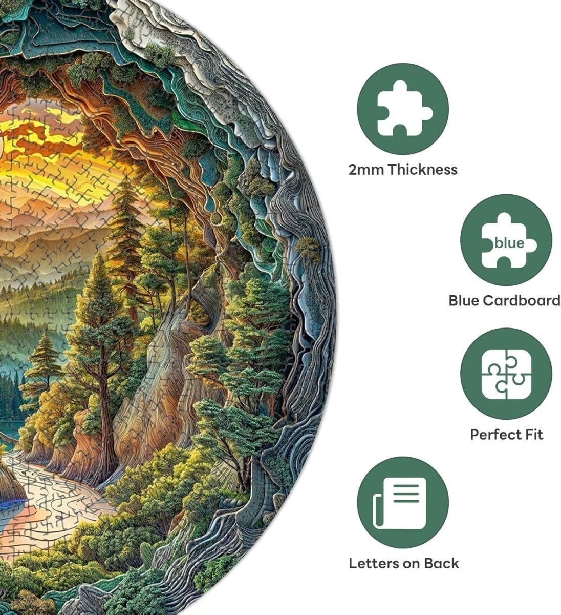 1000 Piece Round Jigsaw Puzzle Cave Forest Nature Adults Home Decor - Kwikley