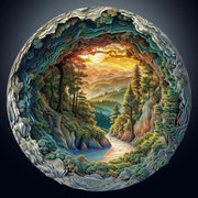 1000 Piece Round Jigsaw Puzzle Cave Forest Nature Adults Home Decor - Kwikley