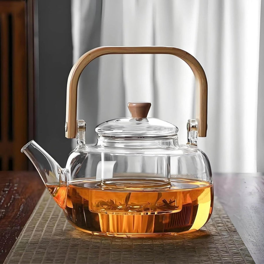 1000ml Glass Teapot with Infuser Borosilicate Tea Maker Stovetop Safe - Kwikley