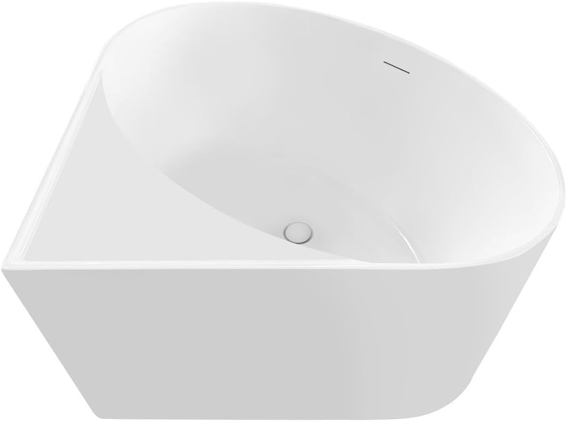 1000x1000mm Small Freestanding Round Corner Bath White Acrylic - Kwikley