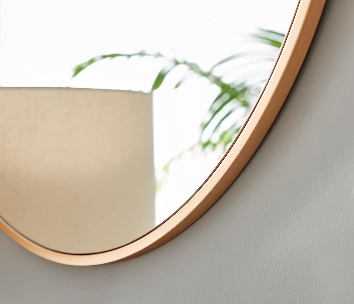 100cm Round Copper Wall Mirror Modern Large Metal Frame for Living Room - Kwikley