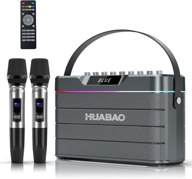 100W Bluetooth Karaoke Machine with 2 Wireless Mics & LED Lights