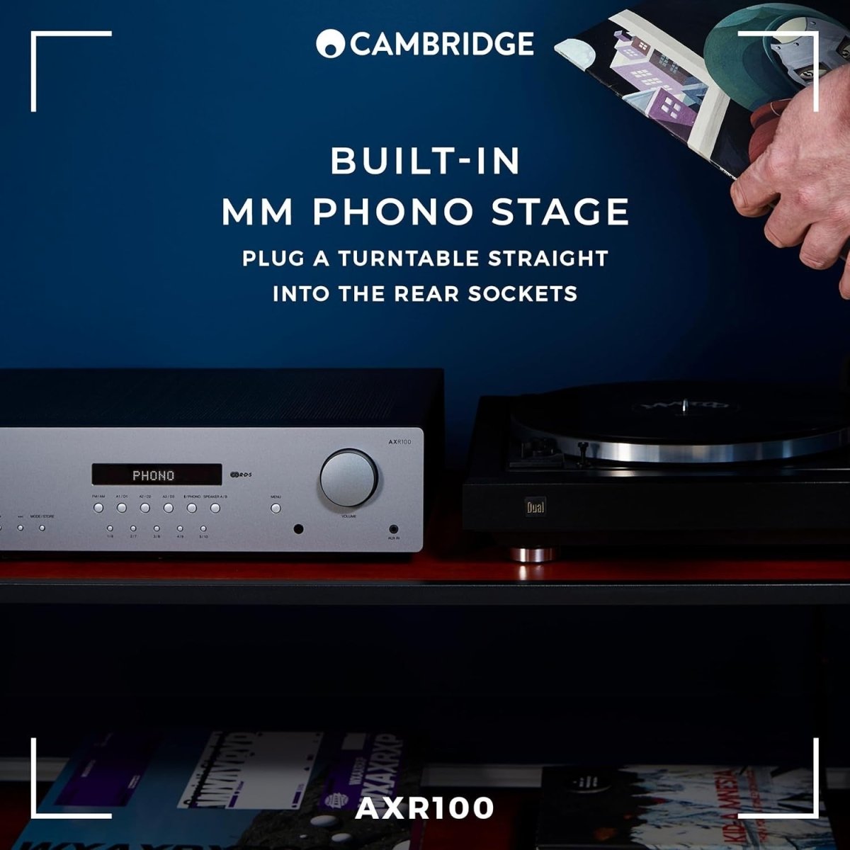 100W HiFi Stereo Receiver Lunar Grey Bluetooth Phono FM AM - Kwikley