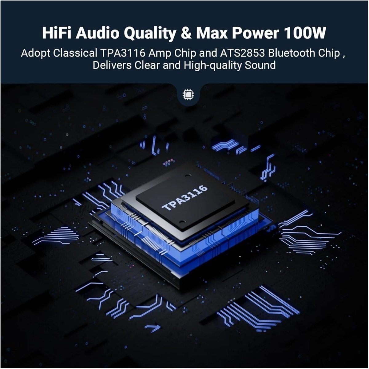 100W Mini Bluetooth Stereo Amplifier 2 Channel for Speakers - Kwikley