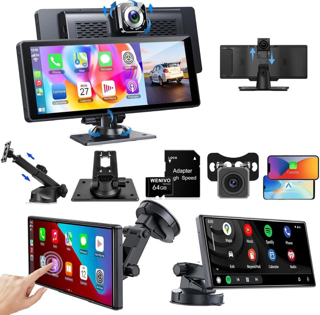 10.26" Touchscreen Wireless CarPlay Android Auto Dual Camera Car Stereo