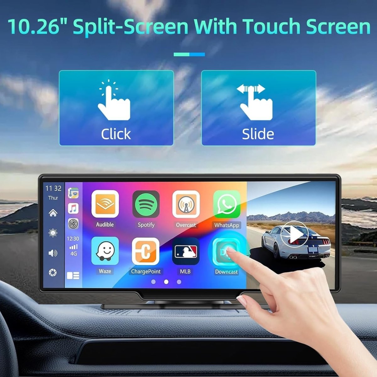 10.26" Wireless CarPlay Screen 4K Dash Cam 1080P - Kwikley