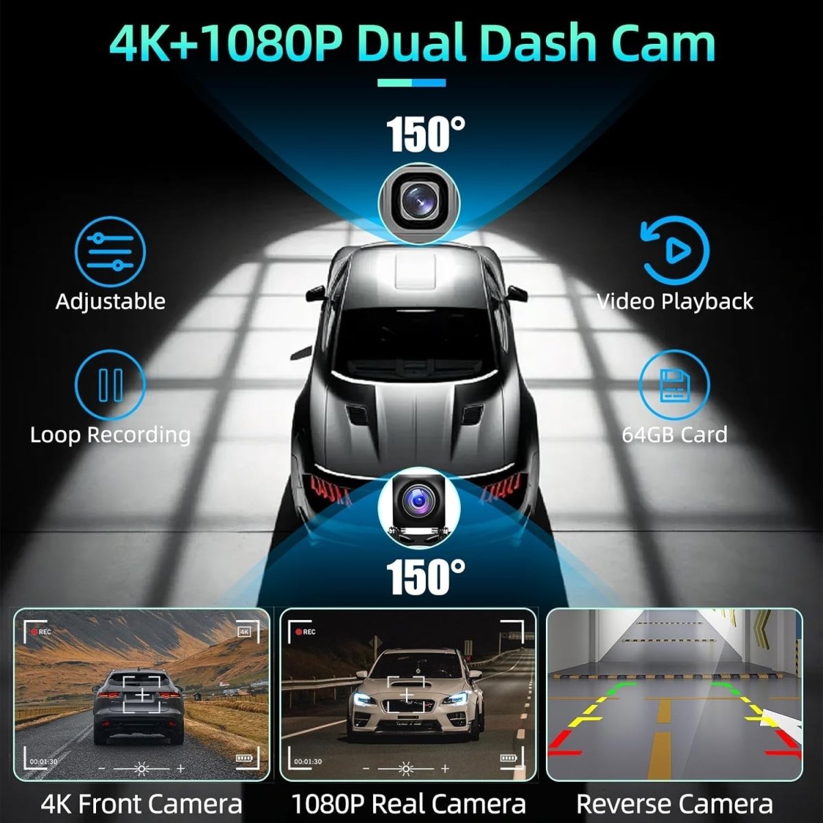 10.26" Wireless CarPlay Screen 4K Dash Cam 1080P - Kwikley