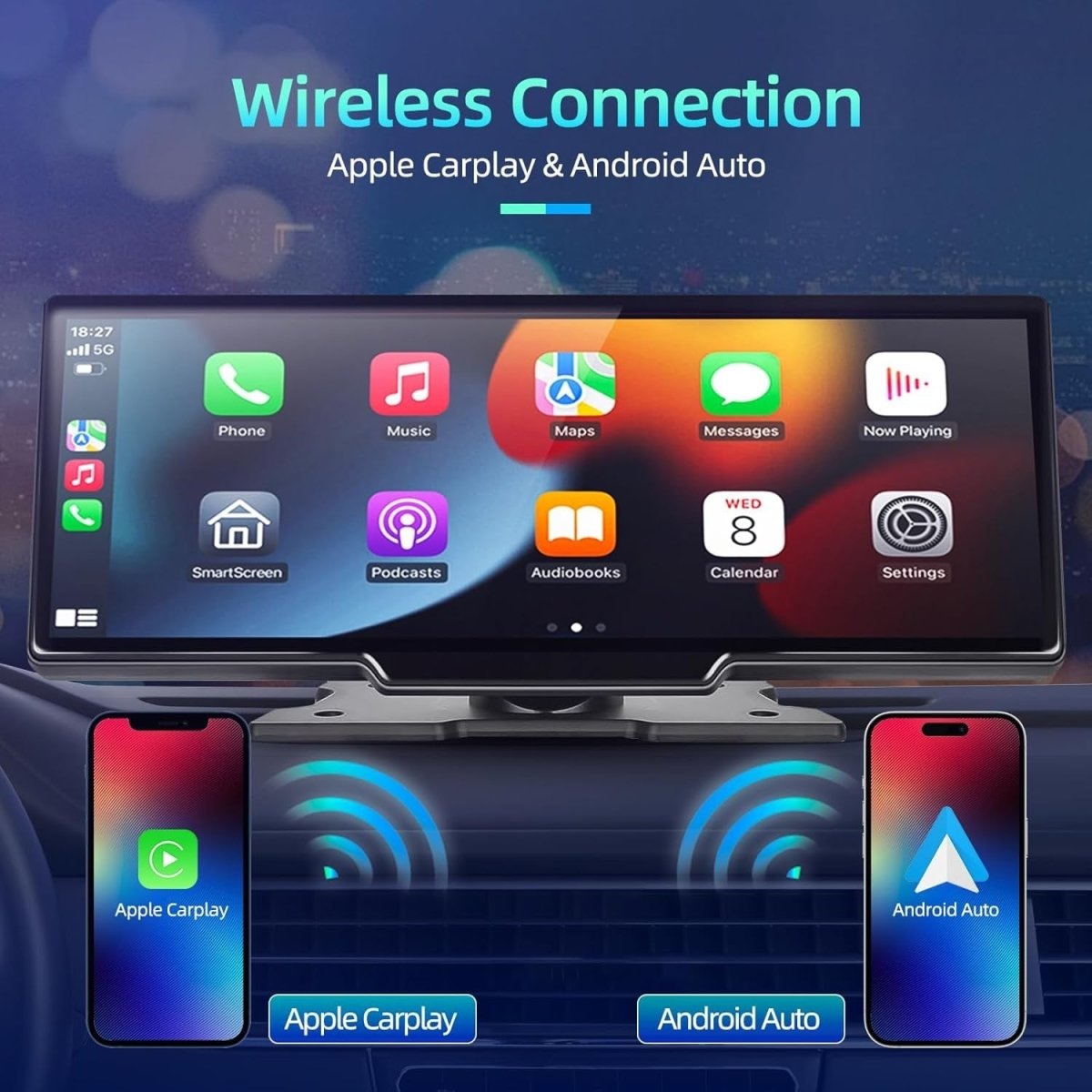 10.26" Wireless CarPlay Screen 4K Dash Cam 1080P - Kwikley
