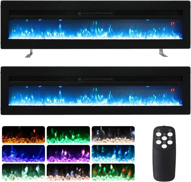 102cm Electric Wall Mounted Fireplace with Realistic LED Flames & Remote Control
