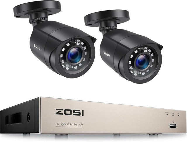 1080P CCTV Security System 8CH DVR 2 Cameras AI Detection Night Vision
