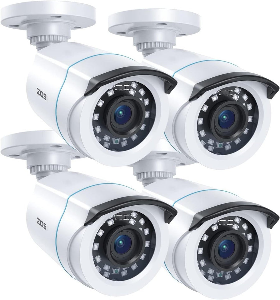 1080P HD CCTV Camera 4 Pack Outdoor Indoor IR Night Vision Wired - Kwikley