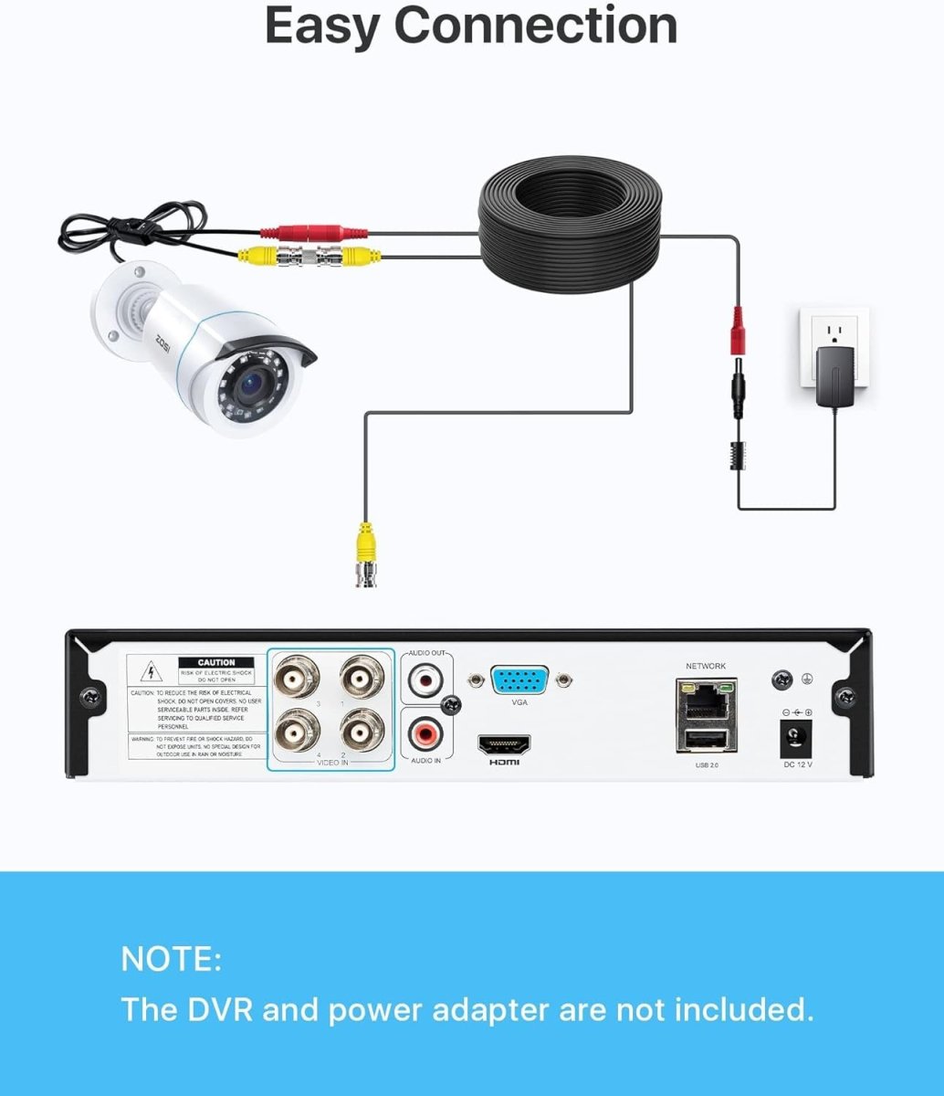 1080P HD CCTV Camera 4 Pack Outdoor Indoor IR Night Vision Wired - Kwikley
