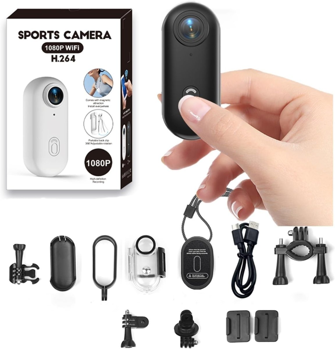 1080P Mini Action Camera WiFi Waterproof Helmet Body Cam Black - Kwikley