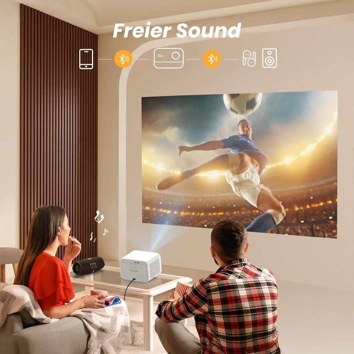 1080P Mini Projector WiFi 6 Bluetooth Auto Focus JBL 16W 50–150” - Kwikley