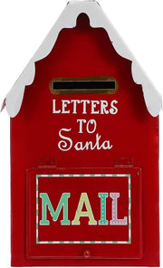 Red Metal Santa Mailbox Wall Mount – Holiday Letter Box for Indoor Outdoor Decor