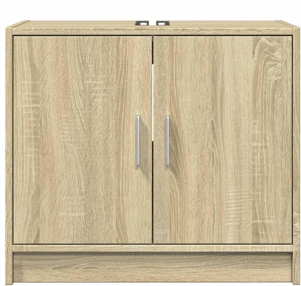 Modern Bathroom Sink Cabinet Sonoma Oak – 2 Door Under Sink Storage Unit 63x55cm
