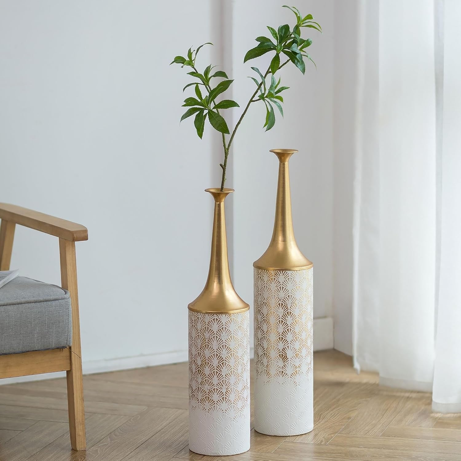 Extra Large Tall Floor Vases Set White Metal Pampas Vase Living Room Decor