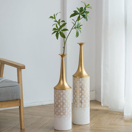 Extra Large Tall Floor Vases Set White Metal Pampas Vase Living Room Decor