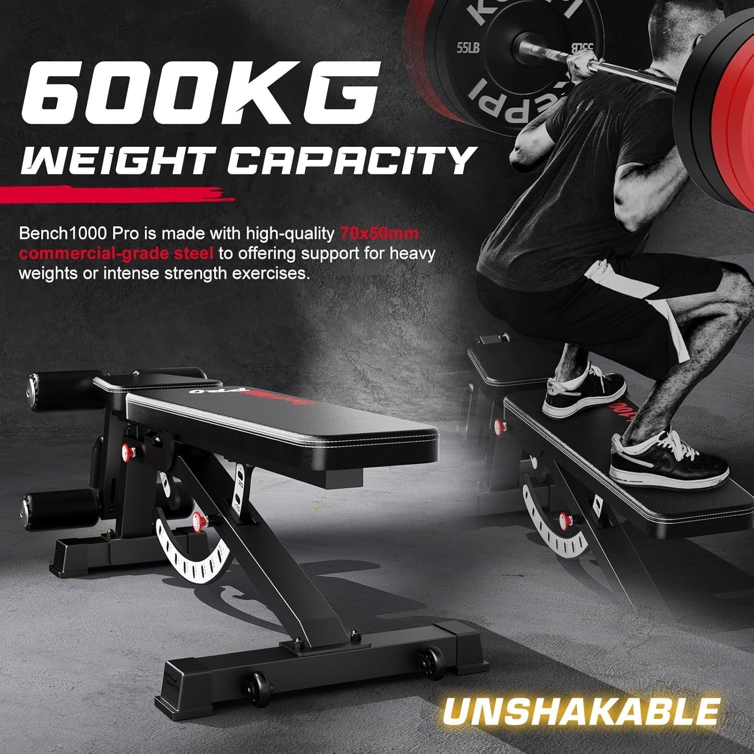 Commercial Strength Workout Bench 600kg Multi-Angle Home Training Pro