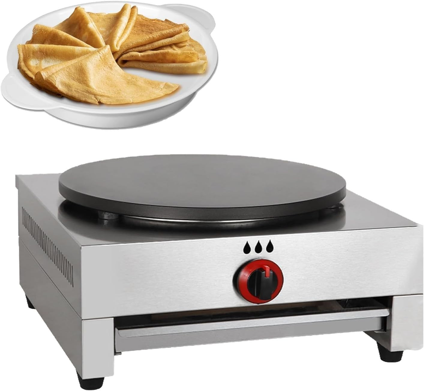 Commercial Gas Crepe Maker 15.7" Nonstick Griddle | Adjustable Temperature
