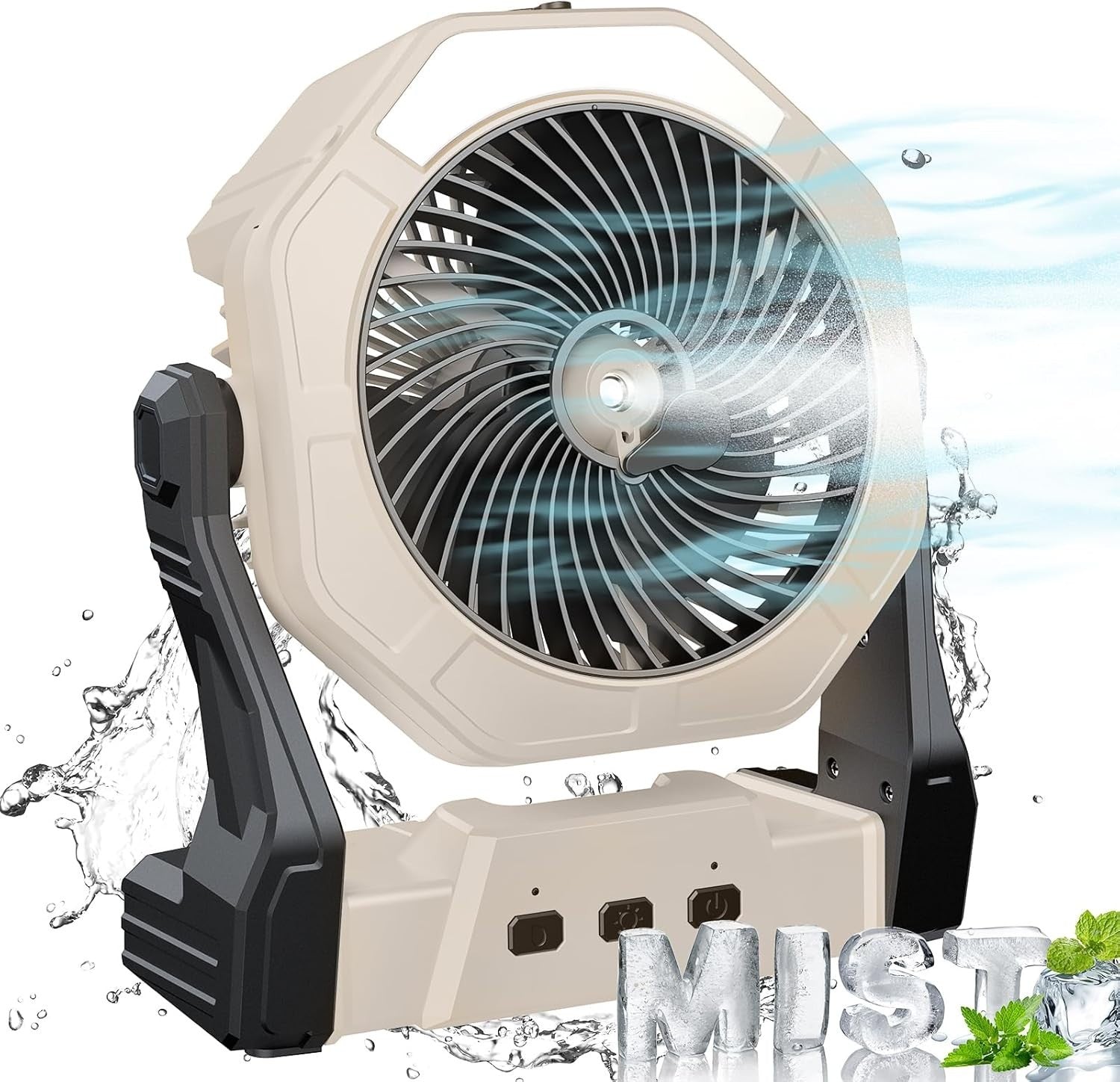 8in Portable Misting Fan – 10000mAh Rechargeable LED Desk Fan with 250ml Tank