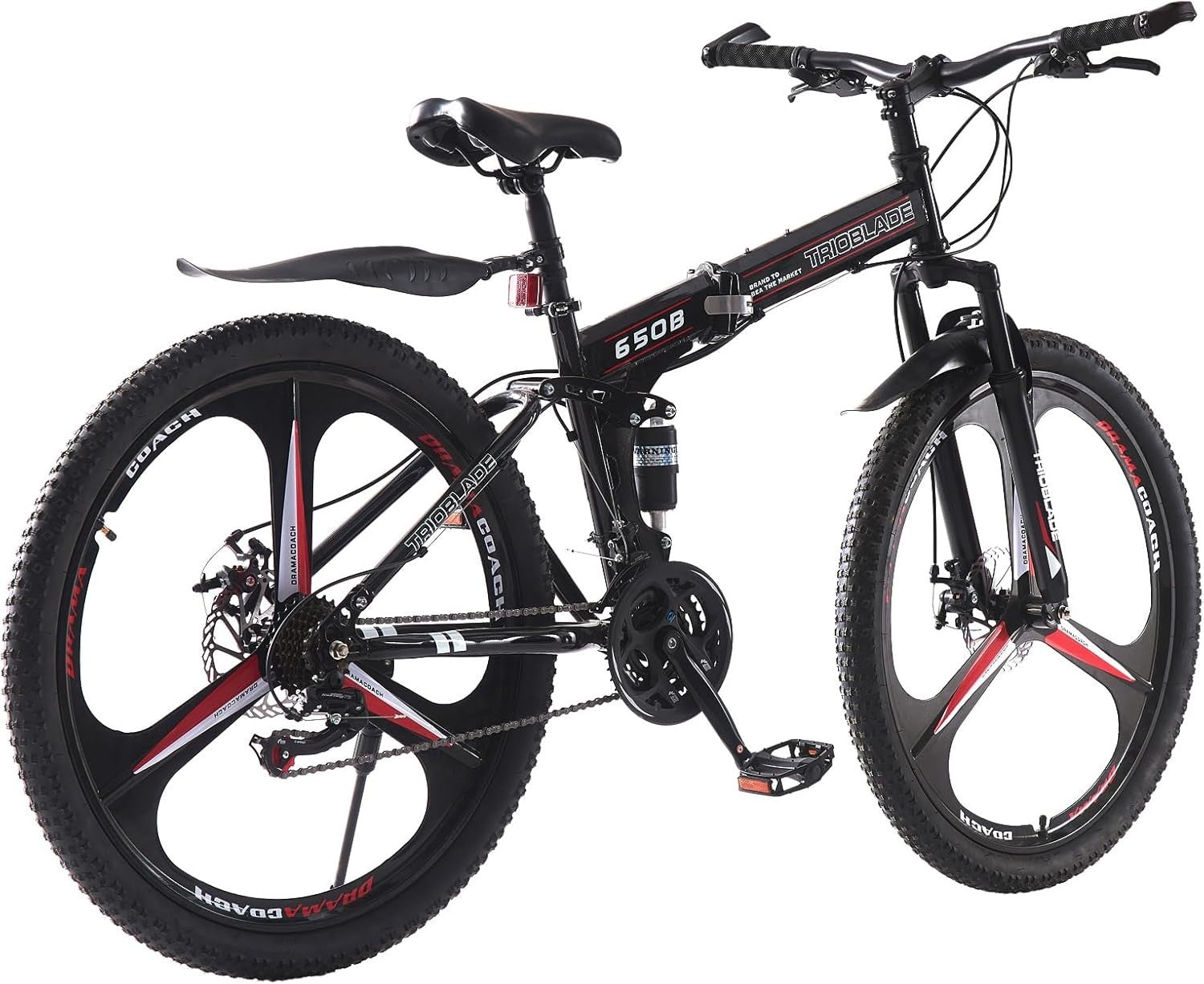 Folding 21-Speed MTB Bike 27.5" Dual Suspension Mens Womens Off Road