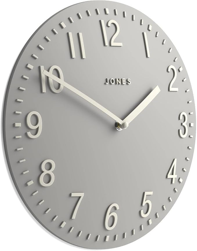 30cm Pale Grey Wall Clock Modern Convex Silent Design Easy-Read Home Decor