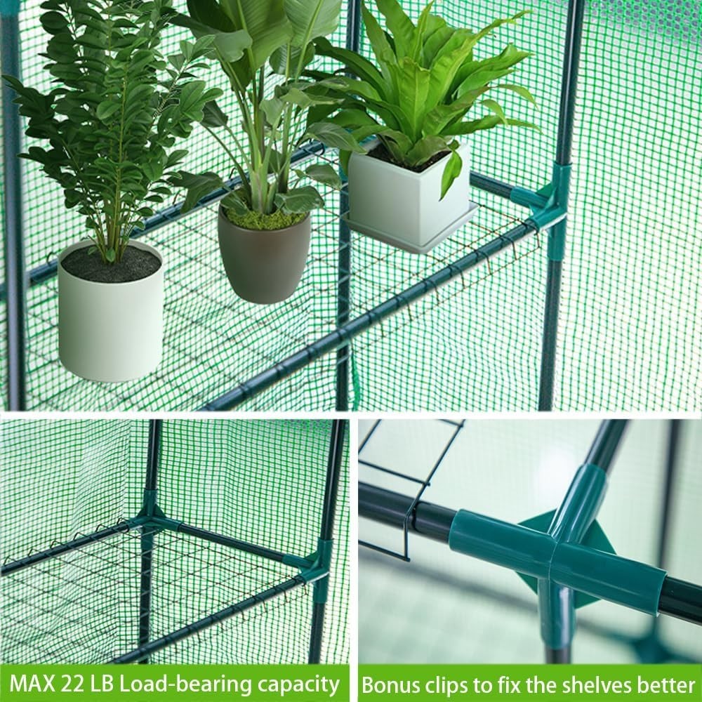 Walk-In 3 Tier 6 Shelf Greenhouse | Heavy-Duty PE Cover Garden