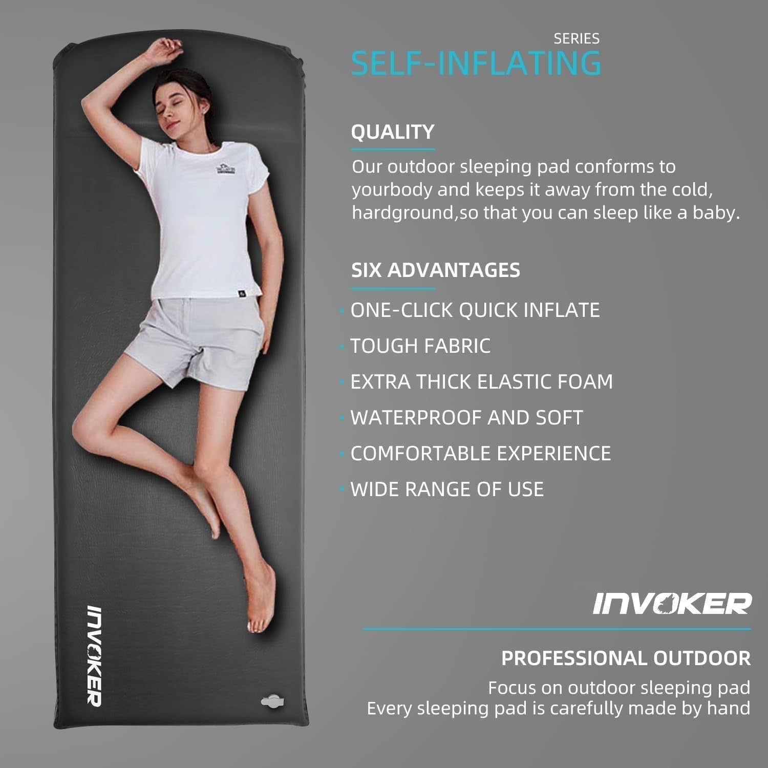 Self-Inflating Camping Mat – Ultralight Waterproof Sleeping Pad 195x70cm