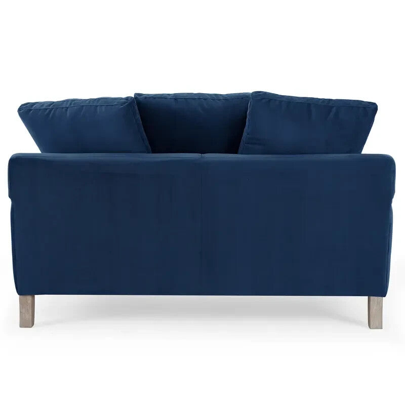 Navy Velvet 2 Seater Sofa with Scatter Back Cushions & Deep Foam Seat