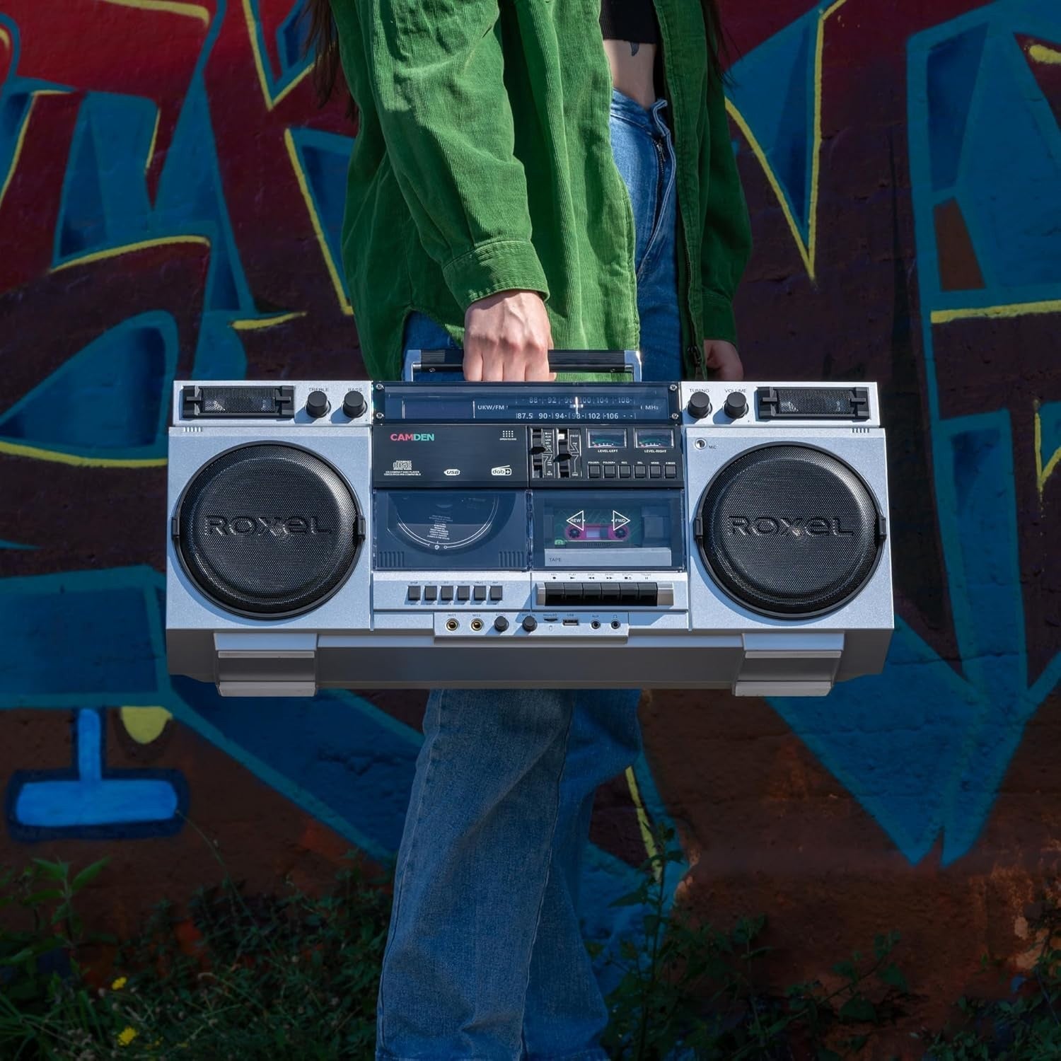 Retro Boombox Cassette CD Player with DAB/FM Radio, Bluetooth & USB