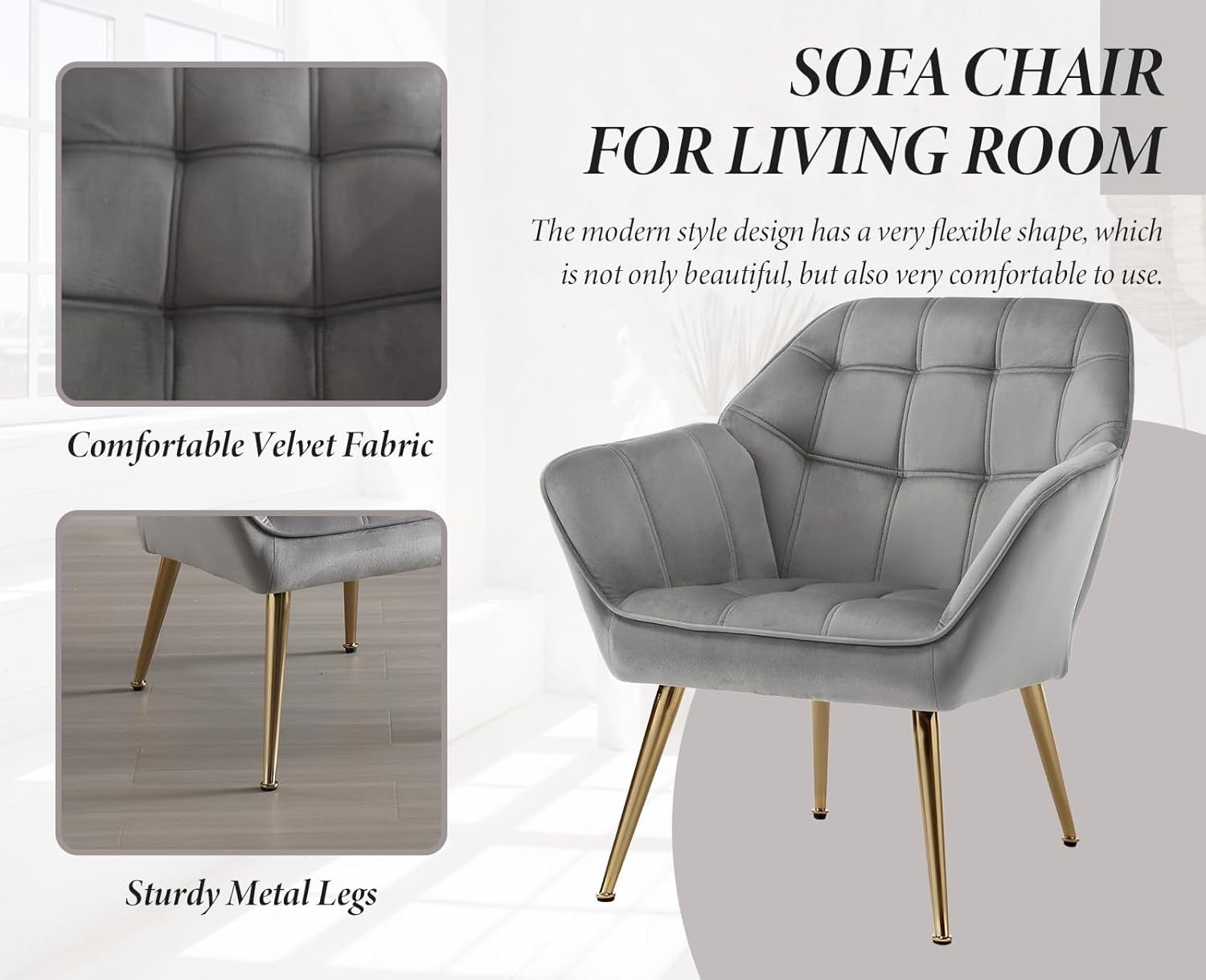 Velvet Tub Accent Chair Gold Legs Upholstered Armchair