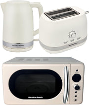 20L Retro Microwave Kettle & 2 Slice Toaster Set Latte