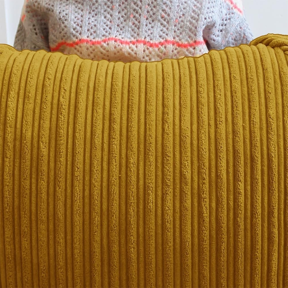 Kids Cord Bean Bag Chair - Soft Mini Slouch Seat, Mustard, Washable, 60x80cm