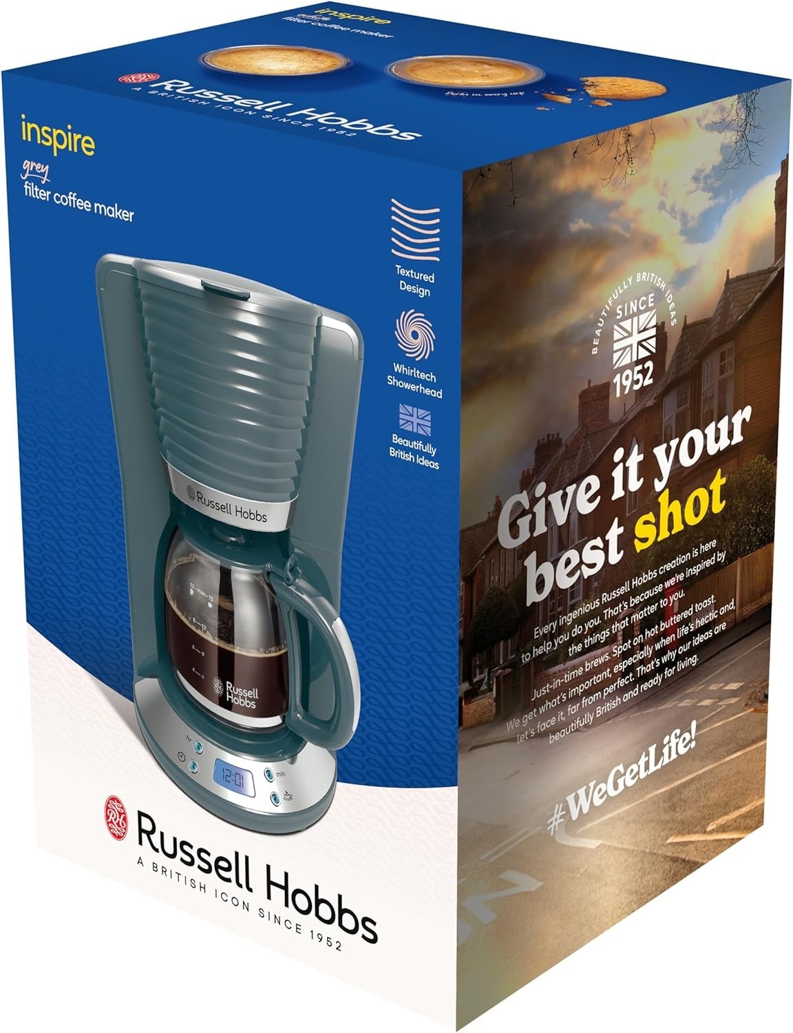 Programmable Drip Coffee Maker 1.25L Glass Jug Timer 1100W Keep Warm Function