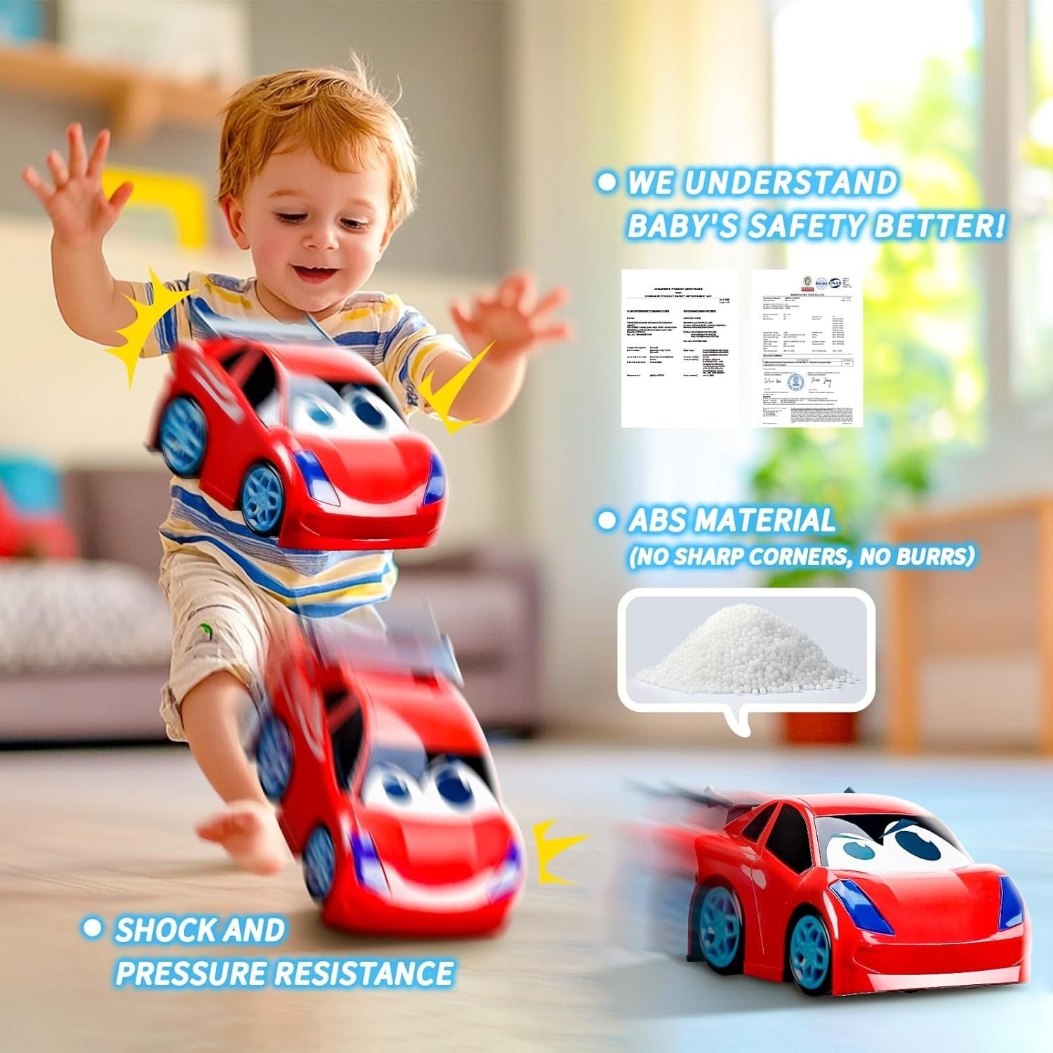 Cartoon RC Car Toy with Lights & Music for Toddlers 1-3 Year Old Boys