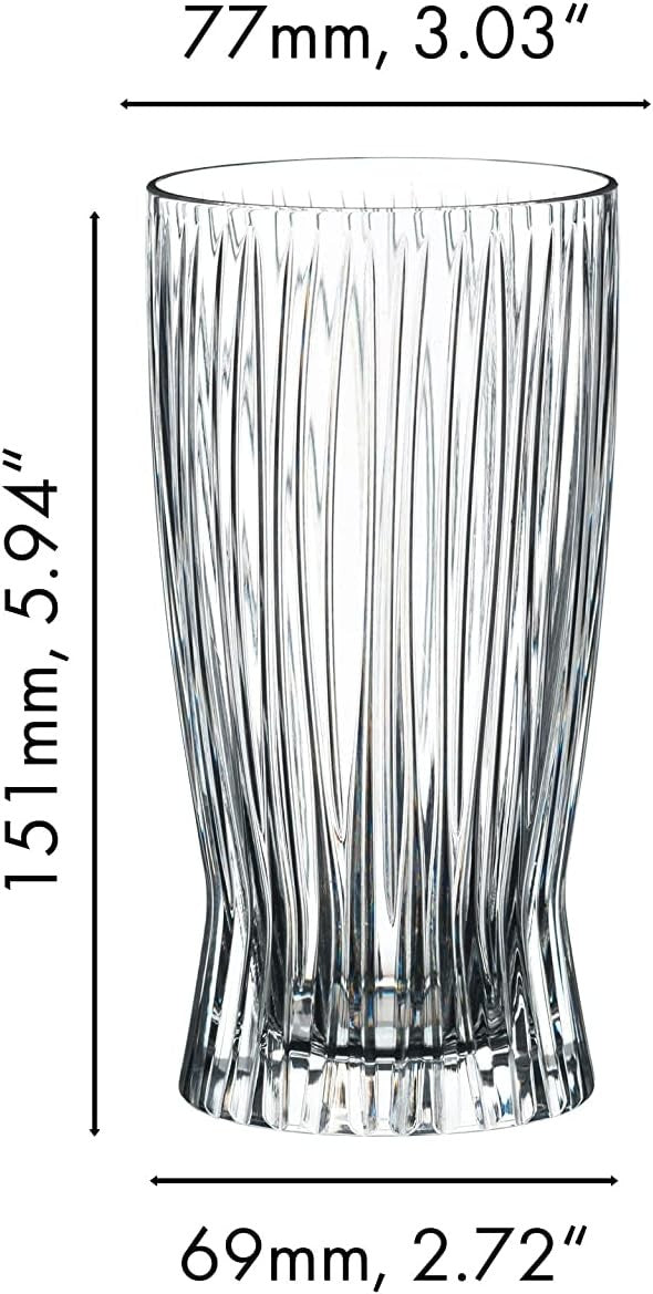 Crystal Longdrink Glasses Set of 2 | 360ml Fire Design | Premium Cocktail Tumble