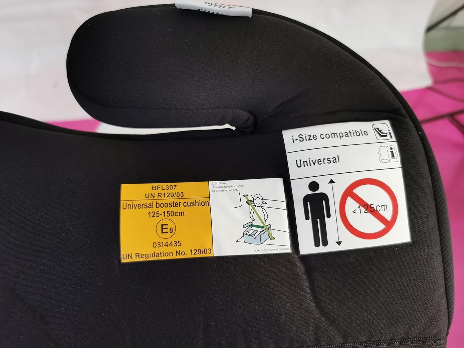 i-Size Booster Seat 125–150cm Cushion Car Seat for Kids 6–12 Years Black