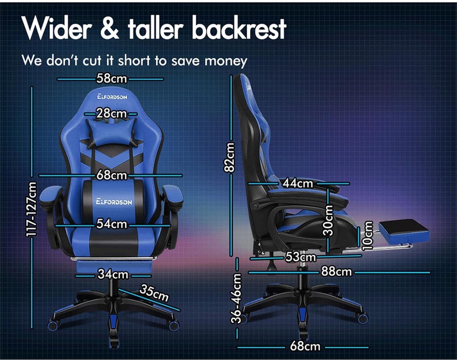 Gaming Chair Recliner Office Desk PC Chair RGB LED Light Massage PU Leather