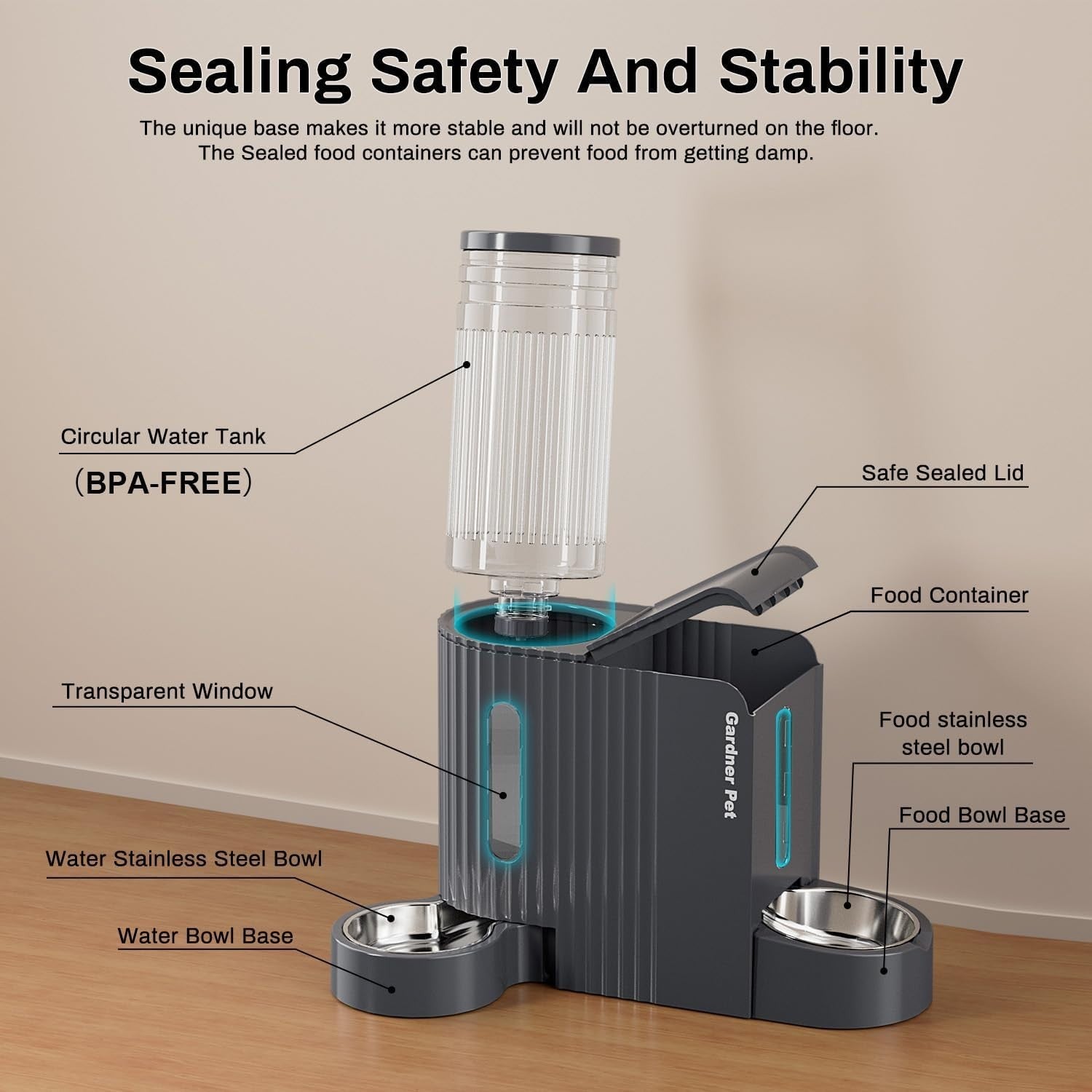 2 in 1 Automatic Pet Feeder Water Dispenser 3L BPA Free Cat Dog Bowl