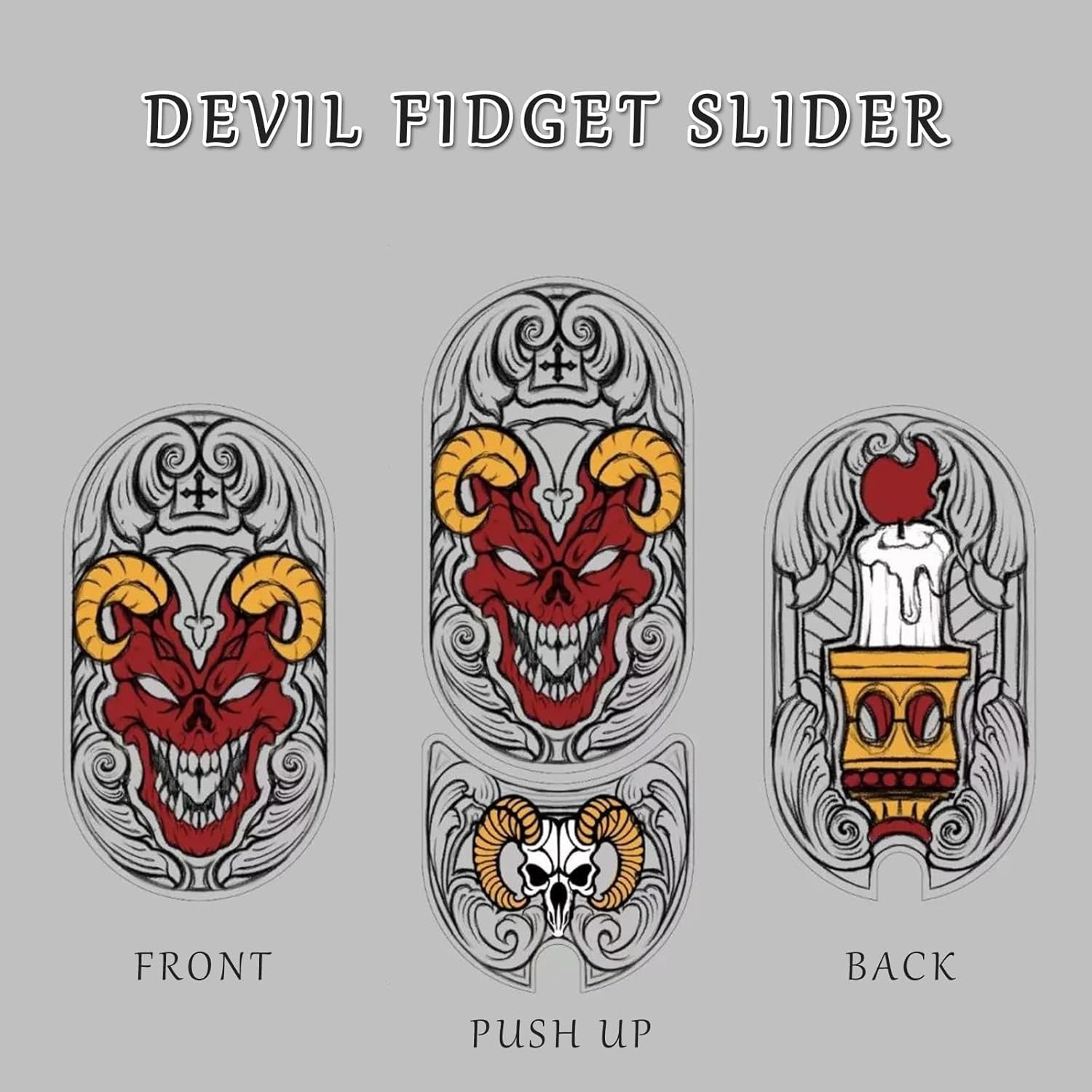 Stainless Steel Devil Fidget Slider Ratchet Clicker Stress EDC